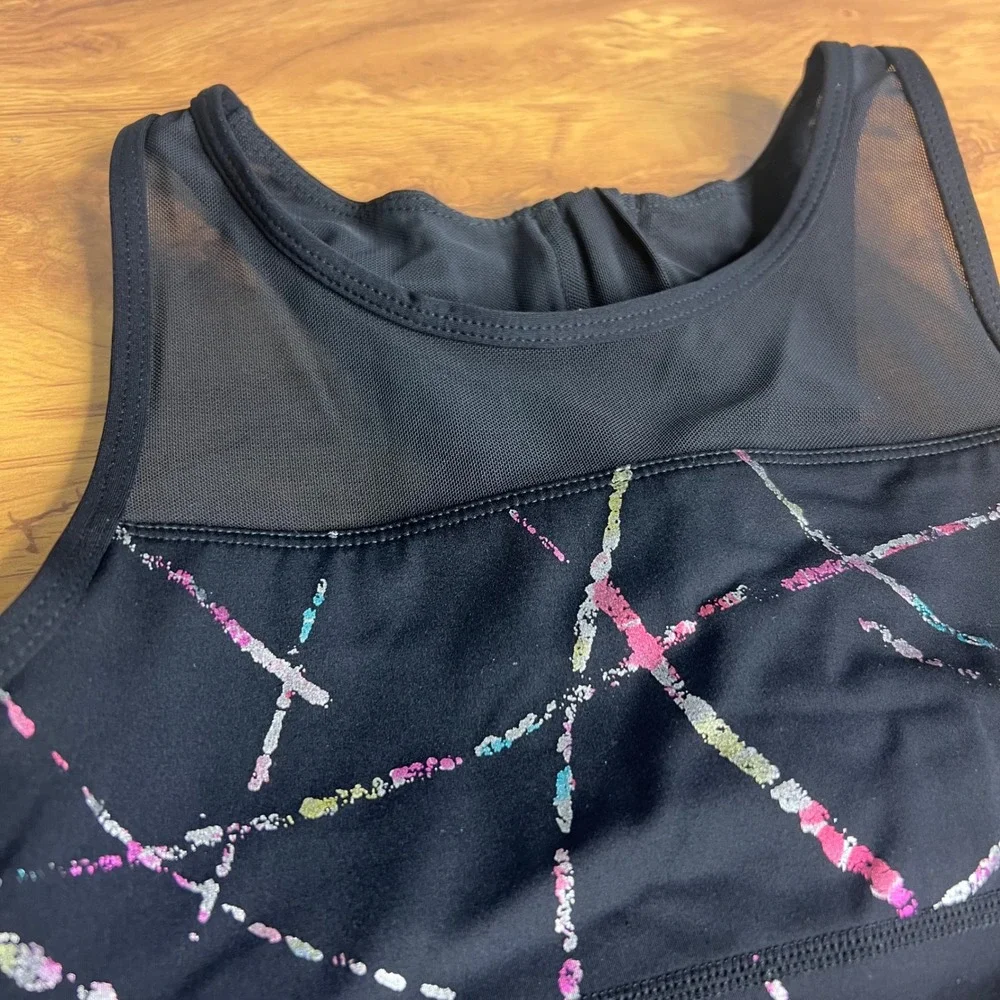 Zyia Active Sports Bra Size M‎ Black Iridescent High Neck Mesh Zip Racerback